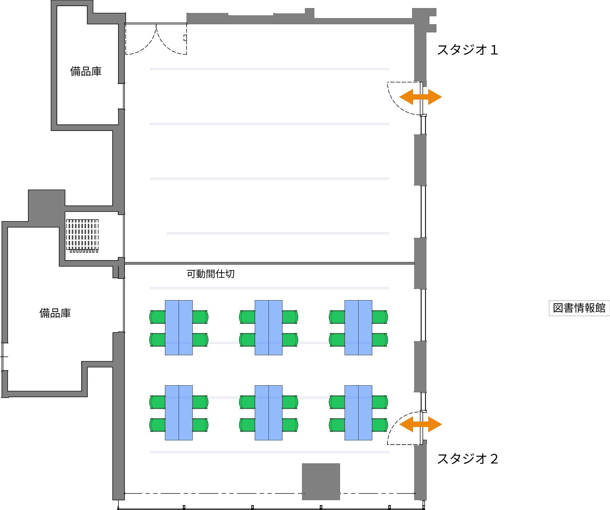 SCARTS スタジオ1・2 ワークショップのレイアウトサンプル